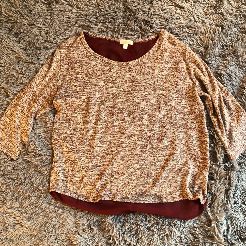 Maroon Sheet Back Button Up Shirt - image 1